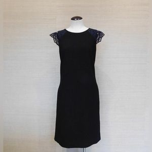 JCrew black dress with lace cap sleeves
